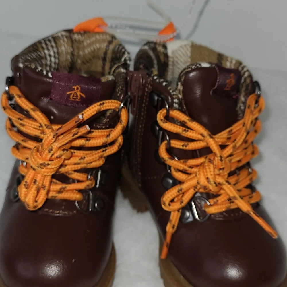 NWOT Original Penguin London Boots Brown w/ Side Zipper Boys' Size 9 - Picture 5 of 10